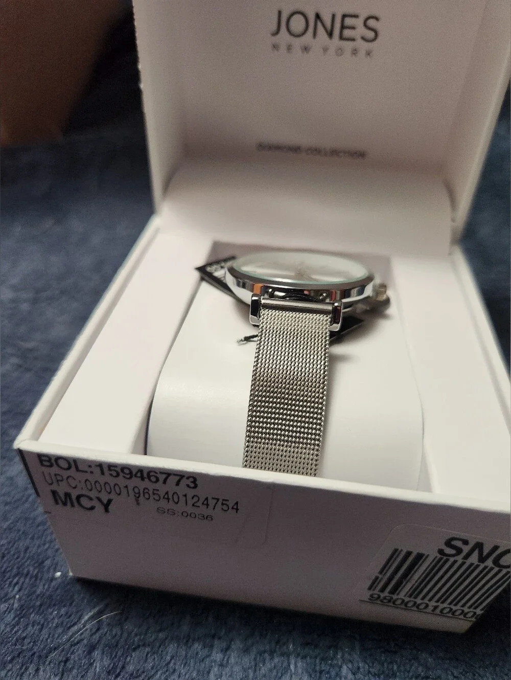 JONES NEW YORK WATCH, DIAMOND COLLECTION, SILVER, NEW, MACY'S, GENUINE DIAMOND